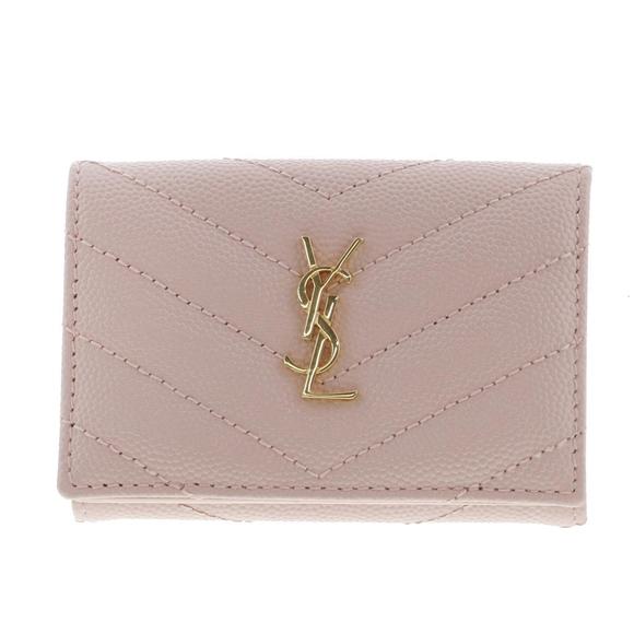 SAINT LAURENT Origami Tiny Wallet Pink RS Quilted Grain Leather - Picture 1 of 6